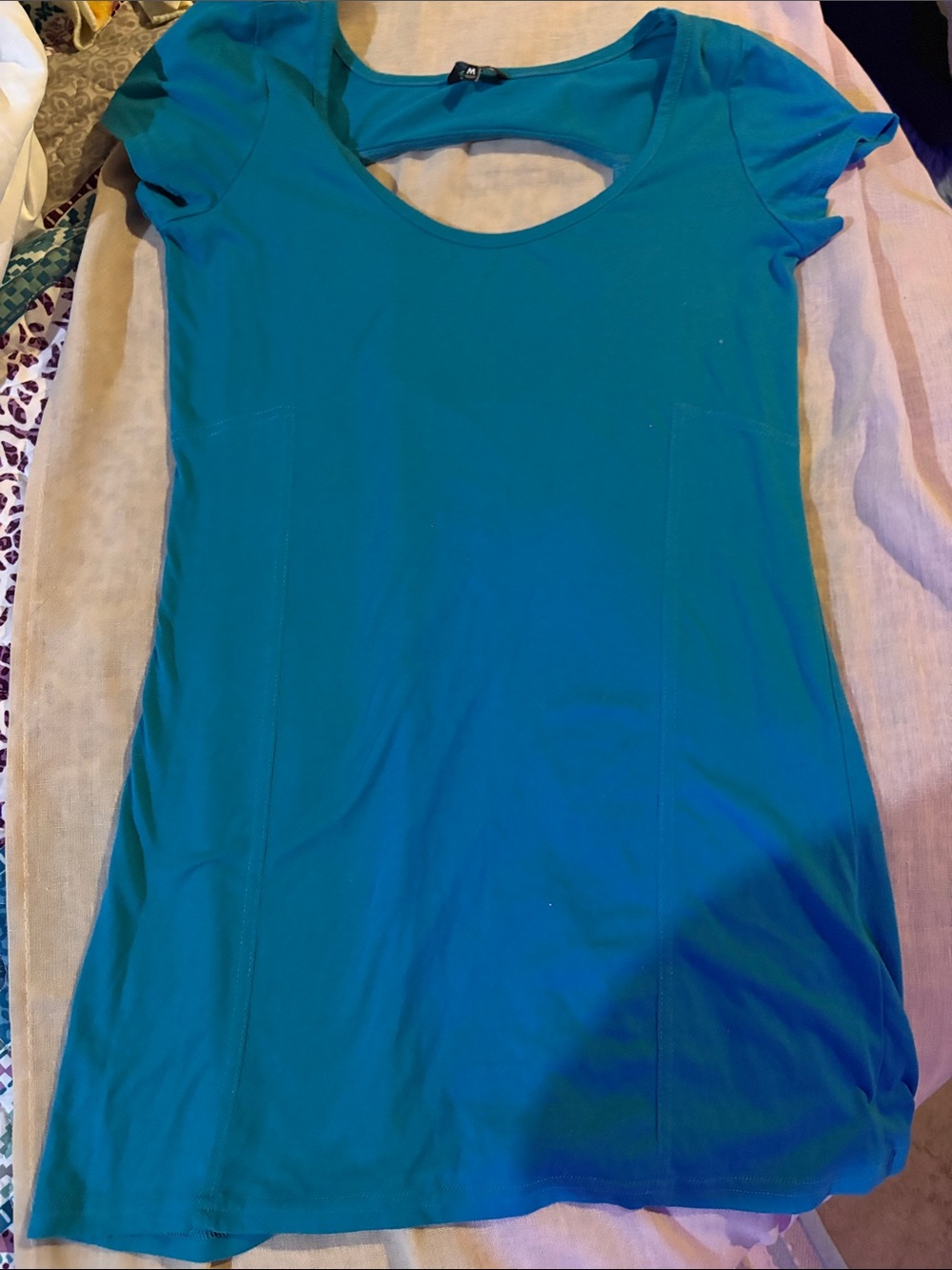 Hurley Teal Short-Sleeve Scoop-Back mini dress size medium